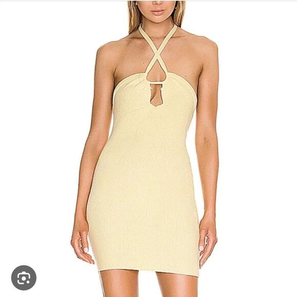 For Love & Lemons NWT For Love and Lemons $149 Yellow Halter knit Dress NWT XS - Picture 5 of 10